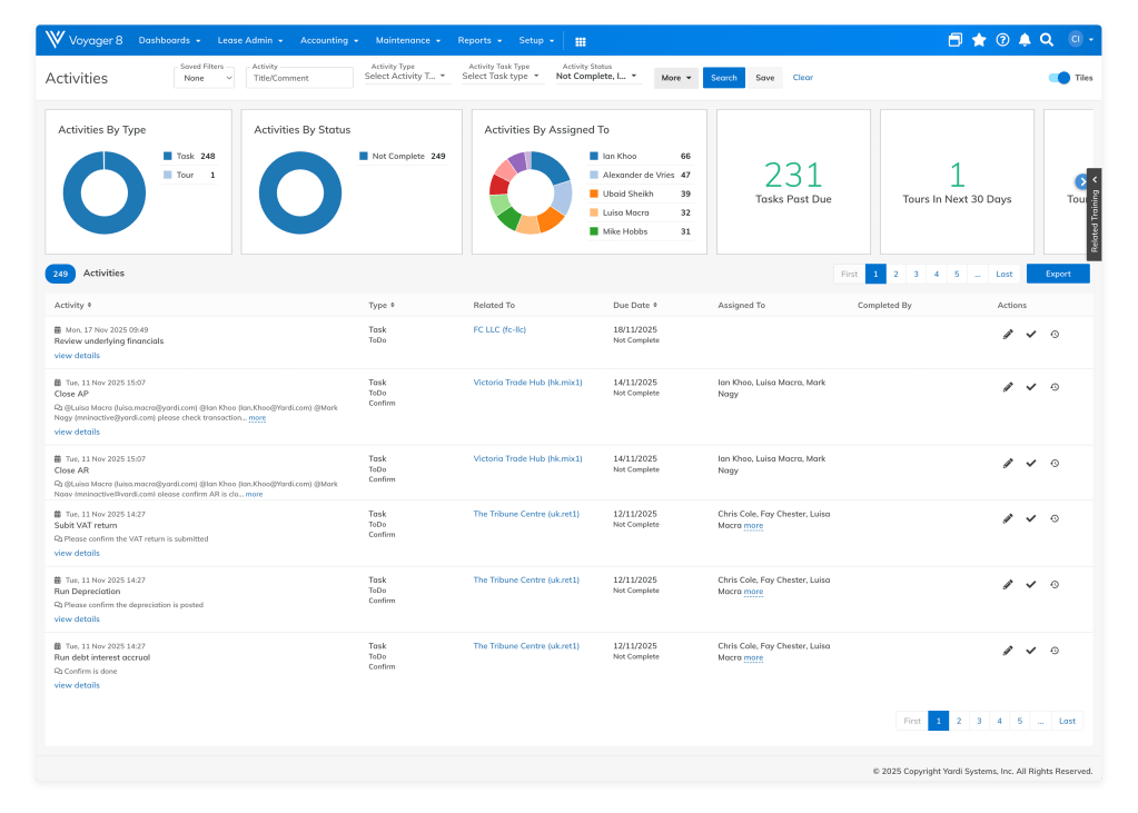Voyager 8 Activities Landing Page